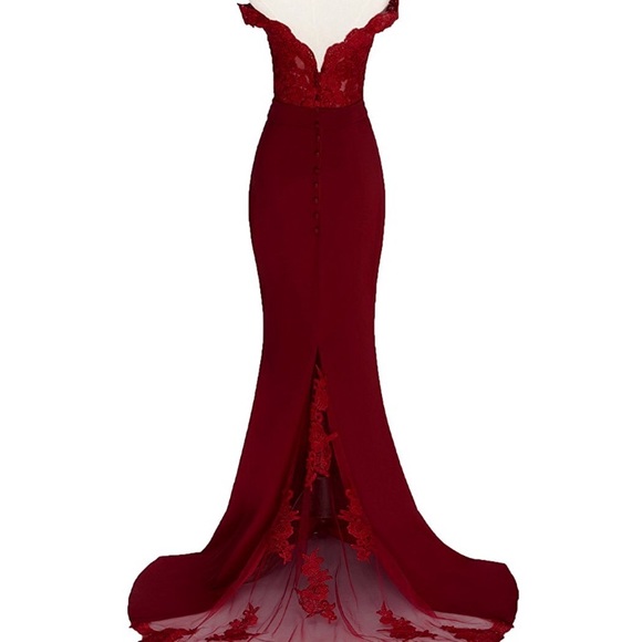 Navy Blue lace mermaid dress bridesmaid/party gown - Picture 2 of 4